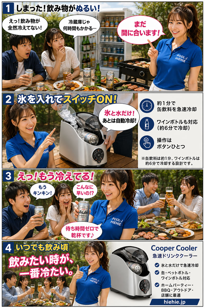冷え冷え.jp】クーパークーラー急冷機 HC02C｜缶ビール・ワインを1